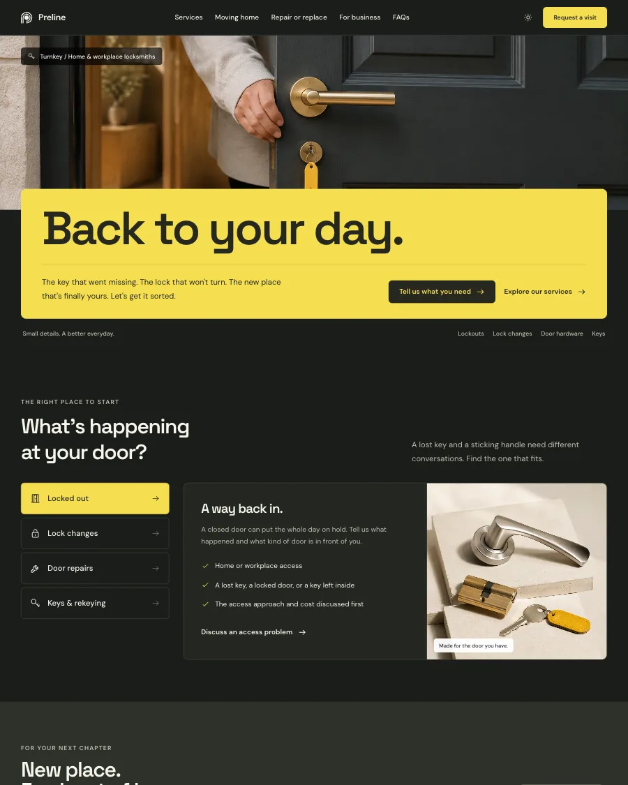 The Turnkey demo in dark mode