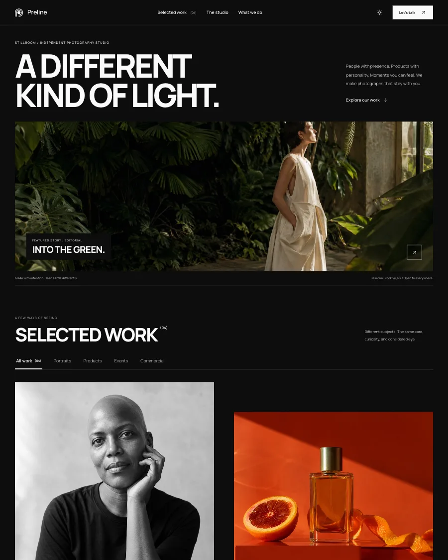 The Stillroom demo in dark mode