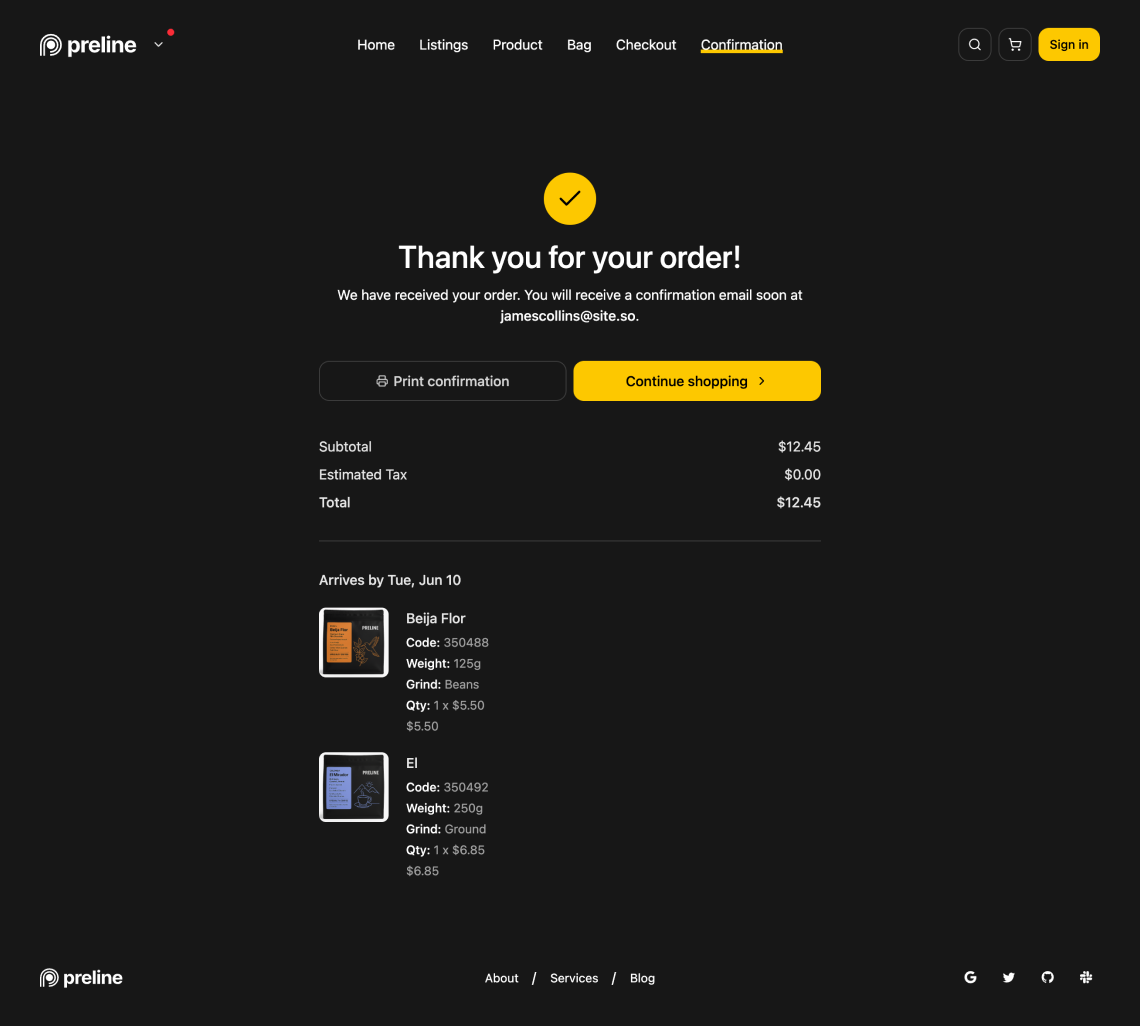 Order Confirmation