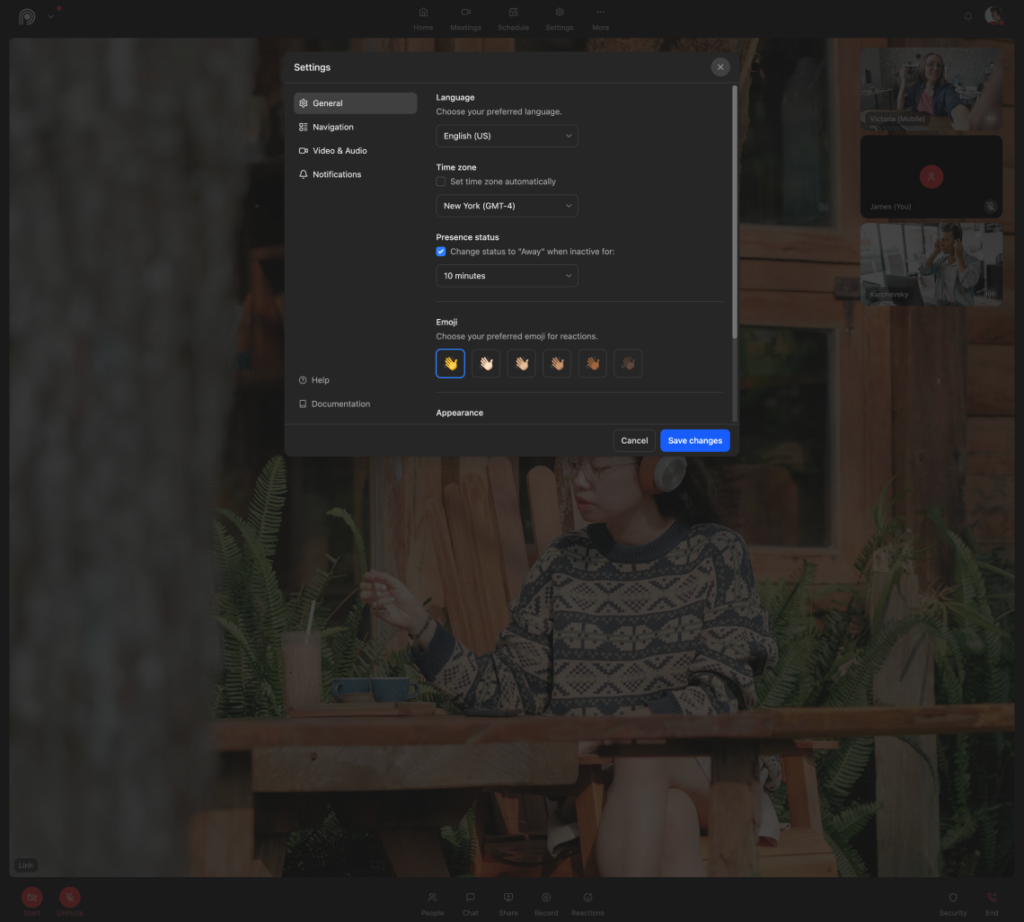 Settings Popup