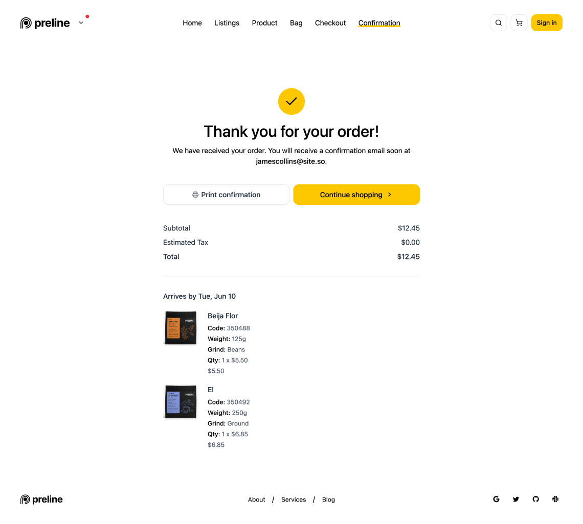 Order Confirmation
