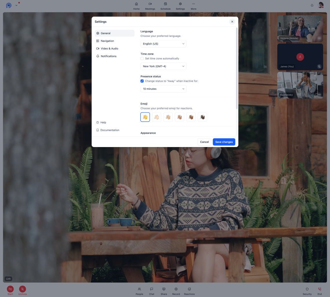 Settings Popup